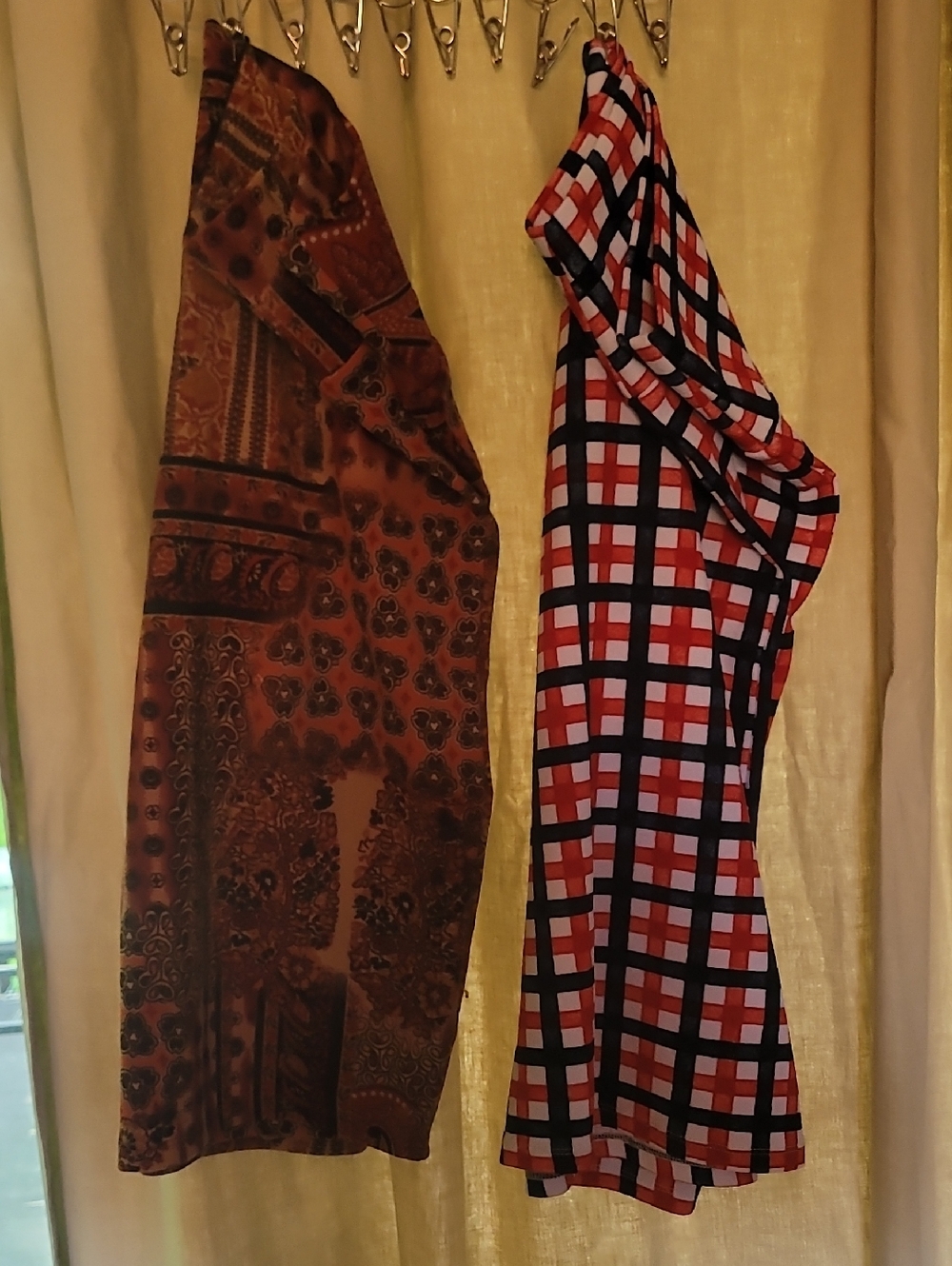 LuLaRoe Cassie Pencil Skirts Lot Of 3  in Red, Black, White and Brown Patterned